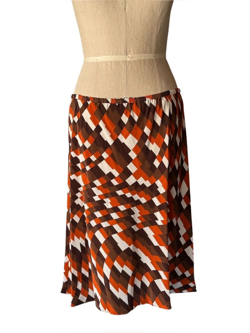 Vintage Y2K Silk Assets by Diane Von Furstenberg Silk Patterned Midi Skirt